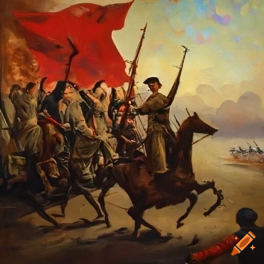 1917 October Revolution victory depicted in an oil painting