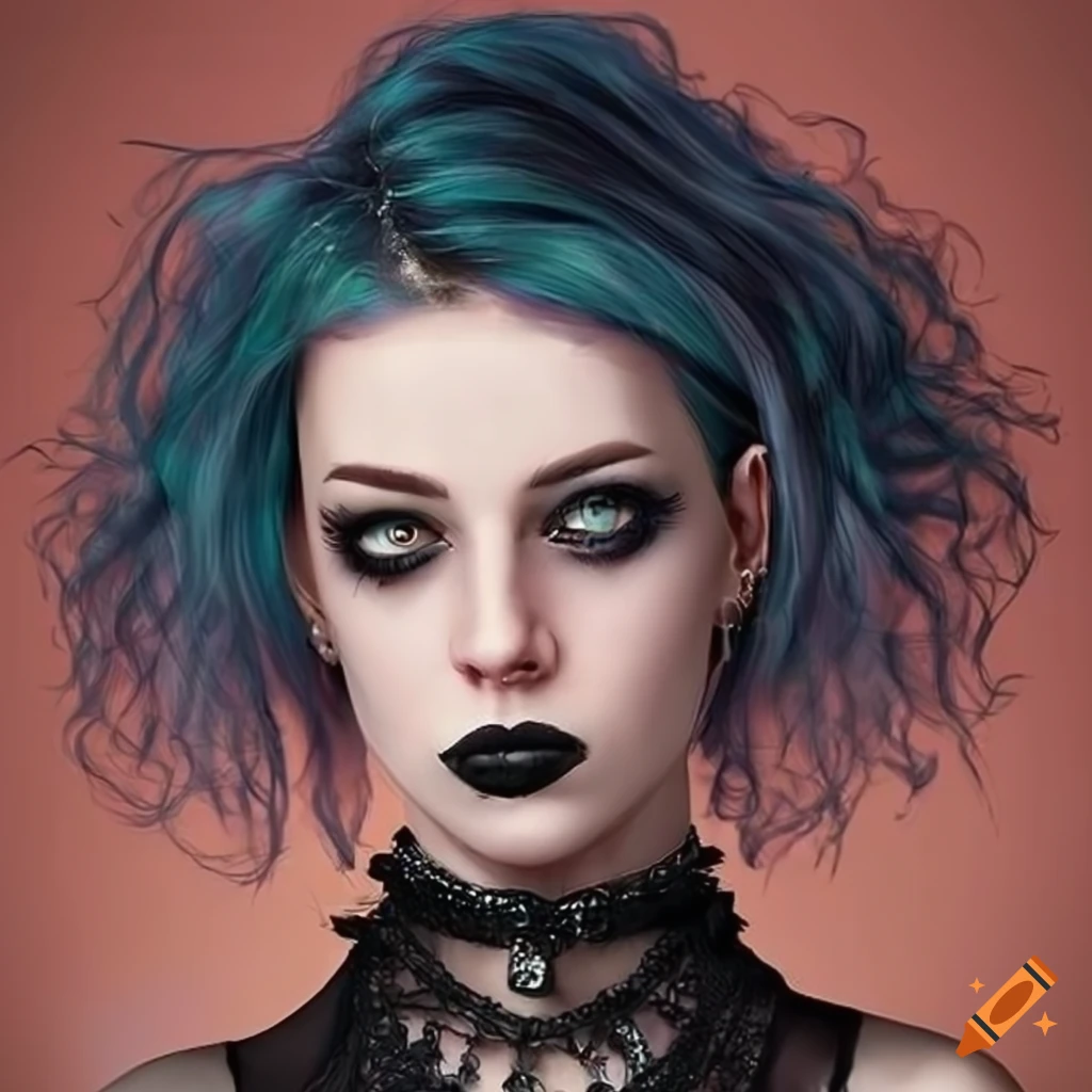 Photo realistic goth woman in her mid 20s with an alternative style on ...