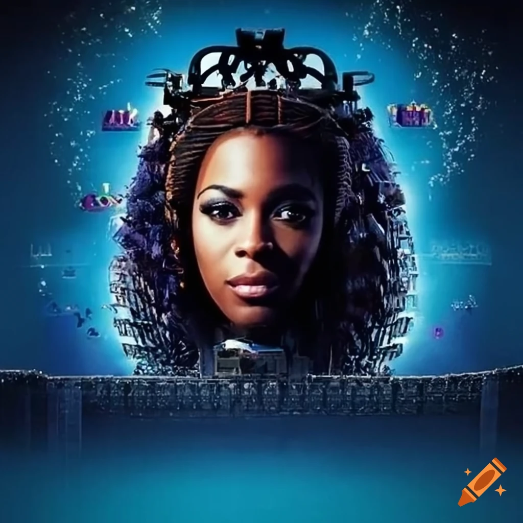 Afrofuturistic movie poster featuring influential singers on Craiyon