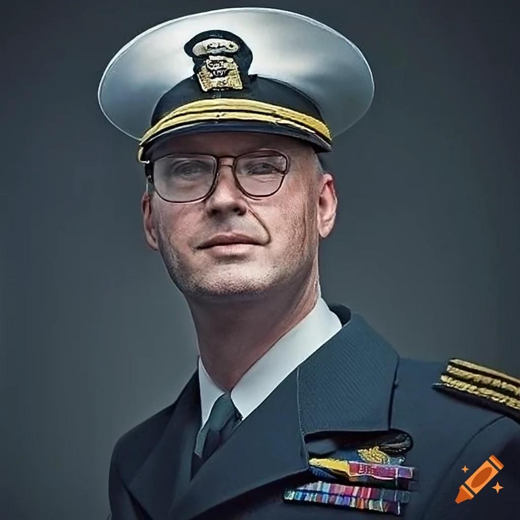 U.s. navy captain in classic head shot with cap on Craiyon
