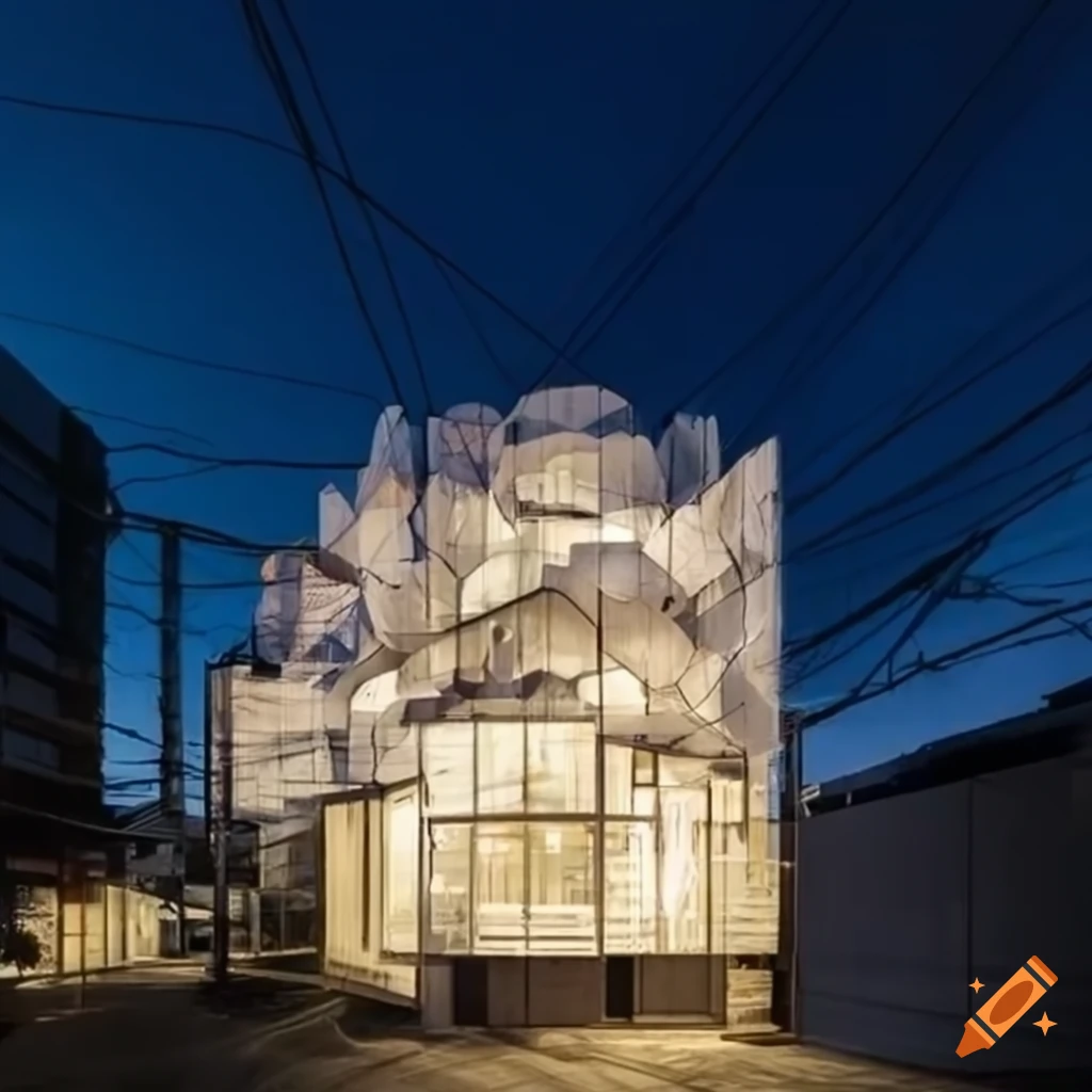 Sou Fujimoto's avant-garde Japanese architecture with minimalistic wooden house in Shibuya, Tokyo at dawn