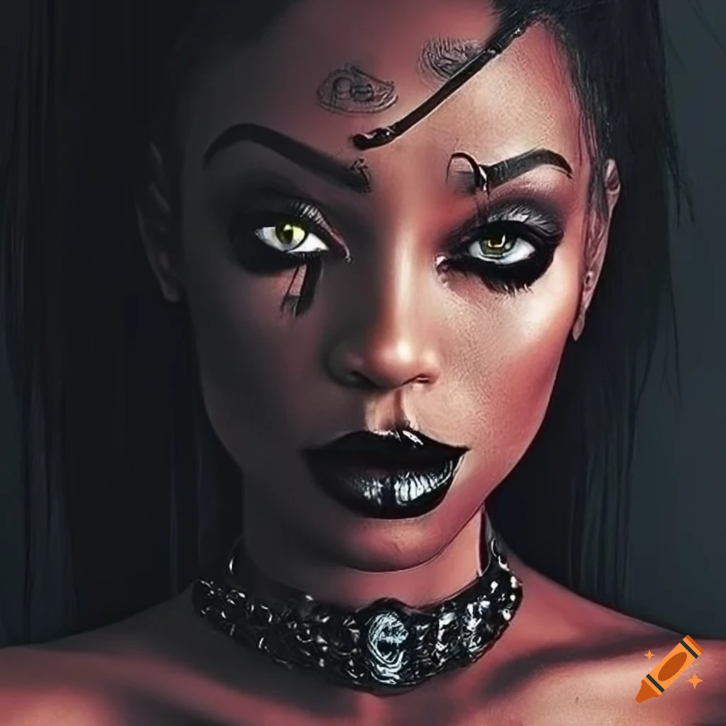 Photo realistic image of a goth alternative black woman in her mid-20s ...