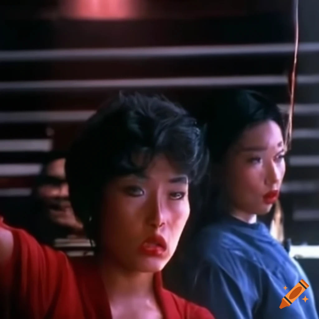 Asian Woman Fighter With Bruised And Dizzy Expression In An 80s Movie Fight Scene On Craiyon