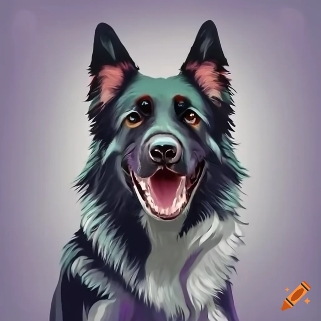 Chien croisé berger allemand noir et border collie avec le torse blanc on Craiyon