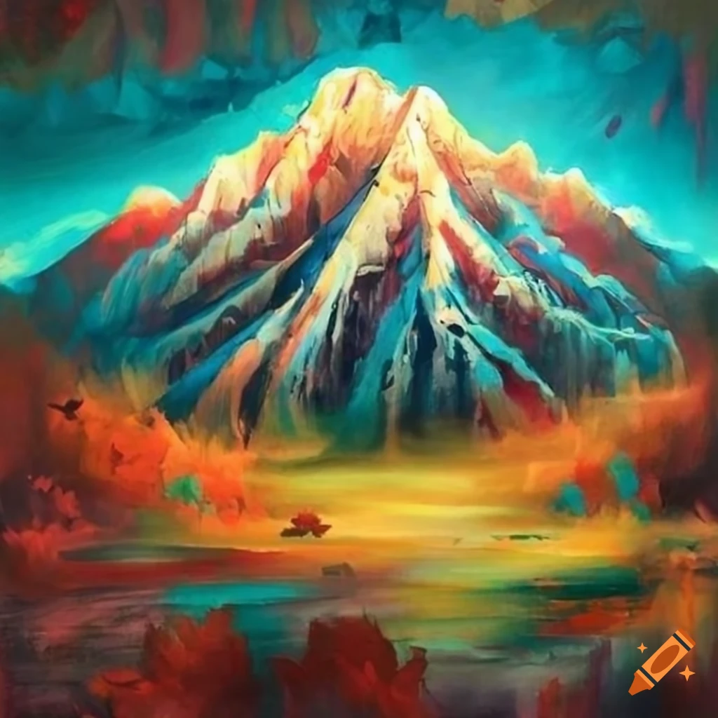 Aztec Mpointains Romanticism-aztec style painting of mexican mountains on Craiyon