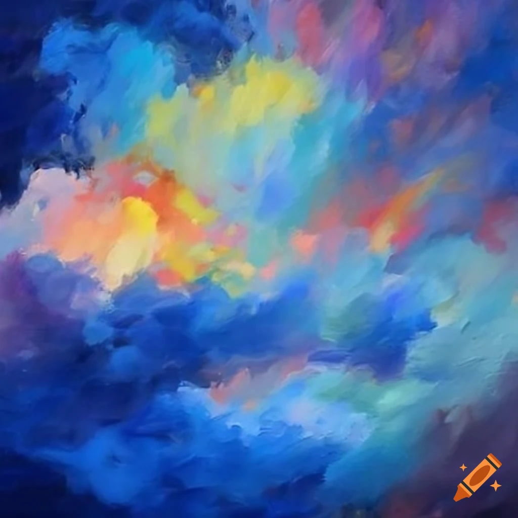 Colorful clouds in heavenly scene oil painting