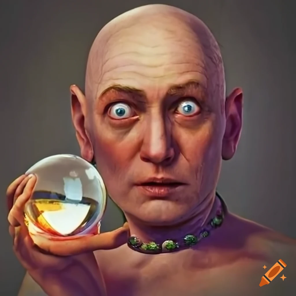 Fortune teller predicting the future of a small german town with a