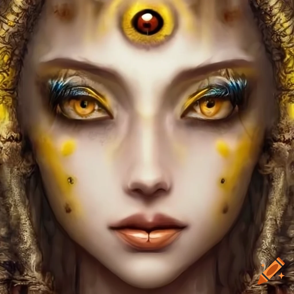 Beautiful woman with captivating yellow eyes on Craiyon