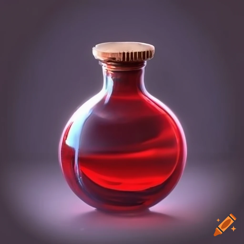 Round flask with red health potion in a fantasy setting