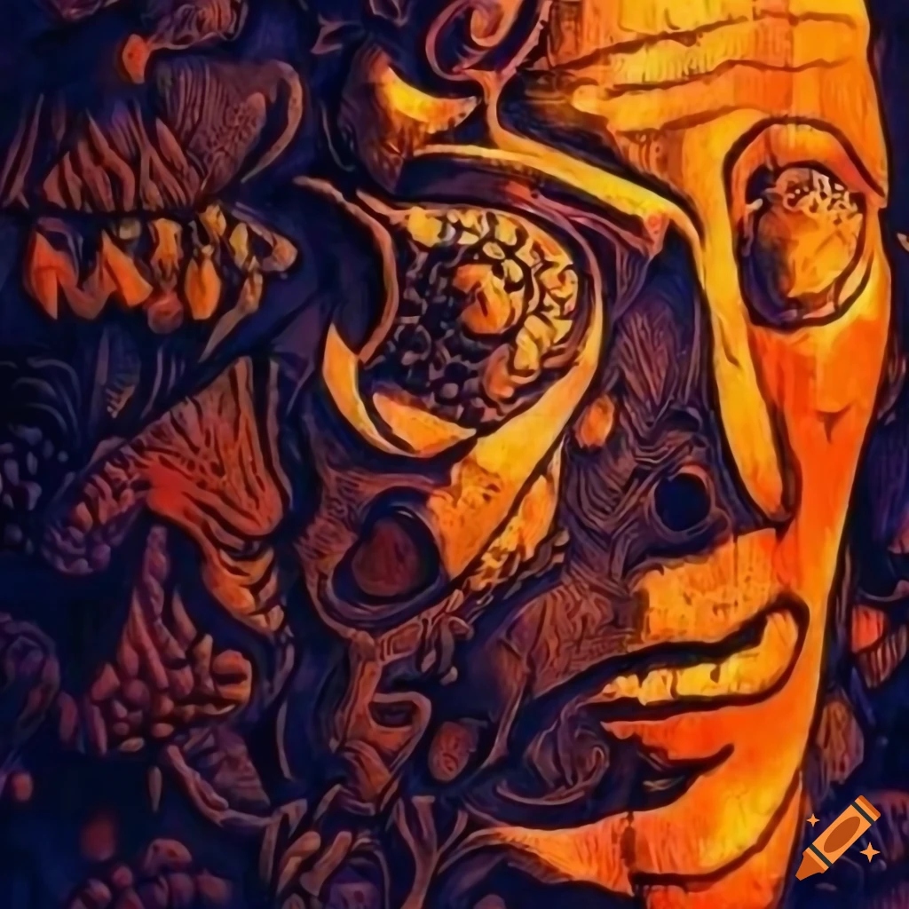 Woodblock print carving with stunning high definition details on Craiyon