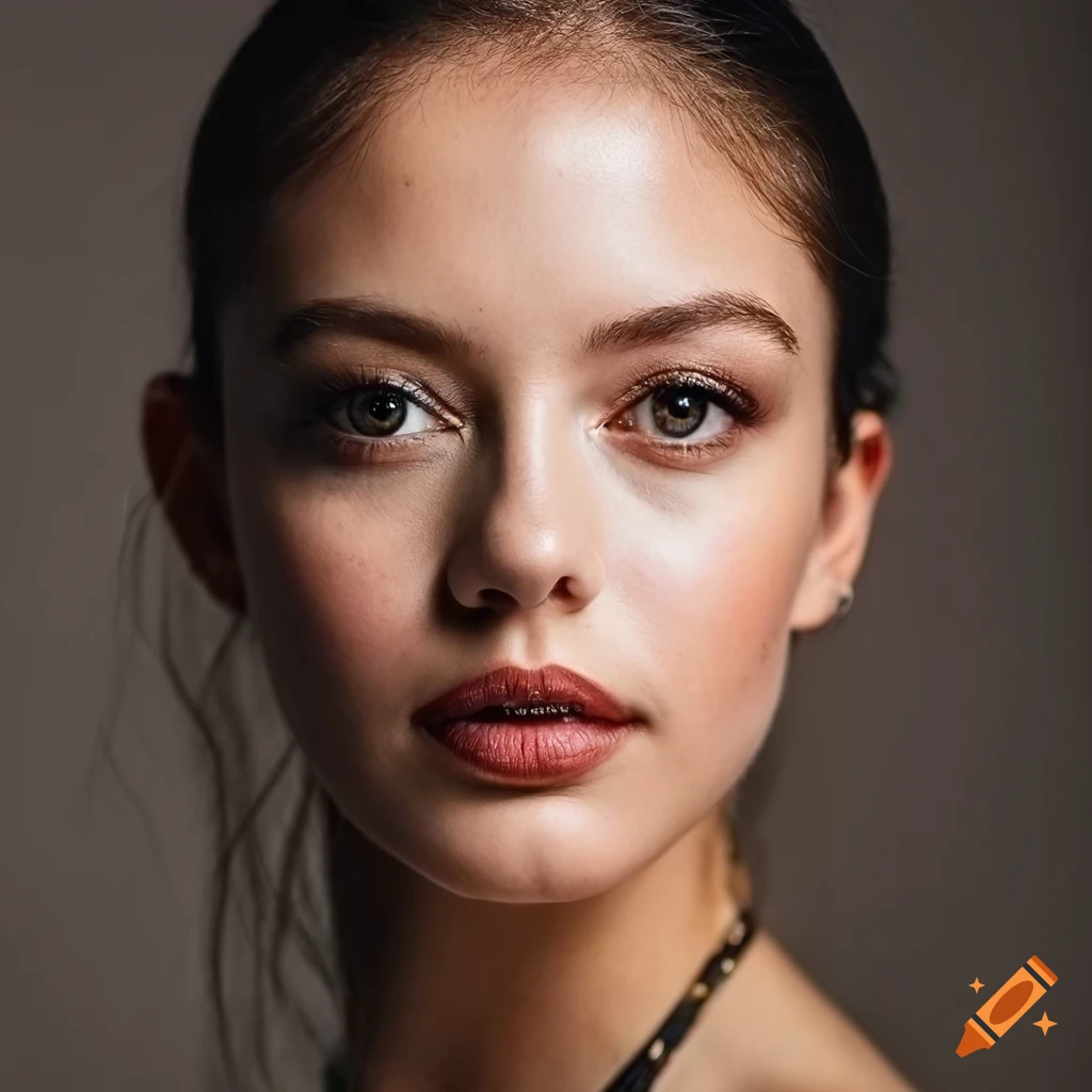 Close-up studio portrait with detailed lighting and soft shadows on Craiyon
