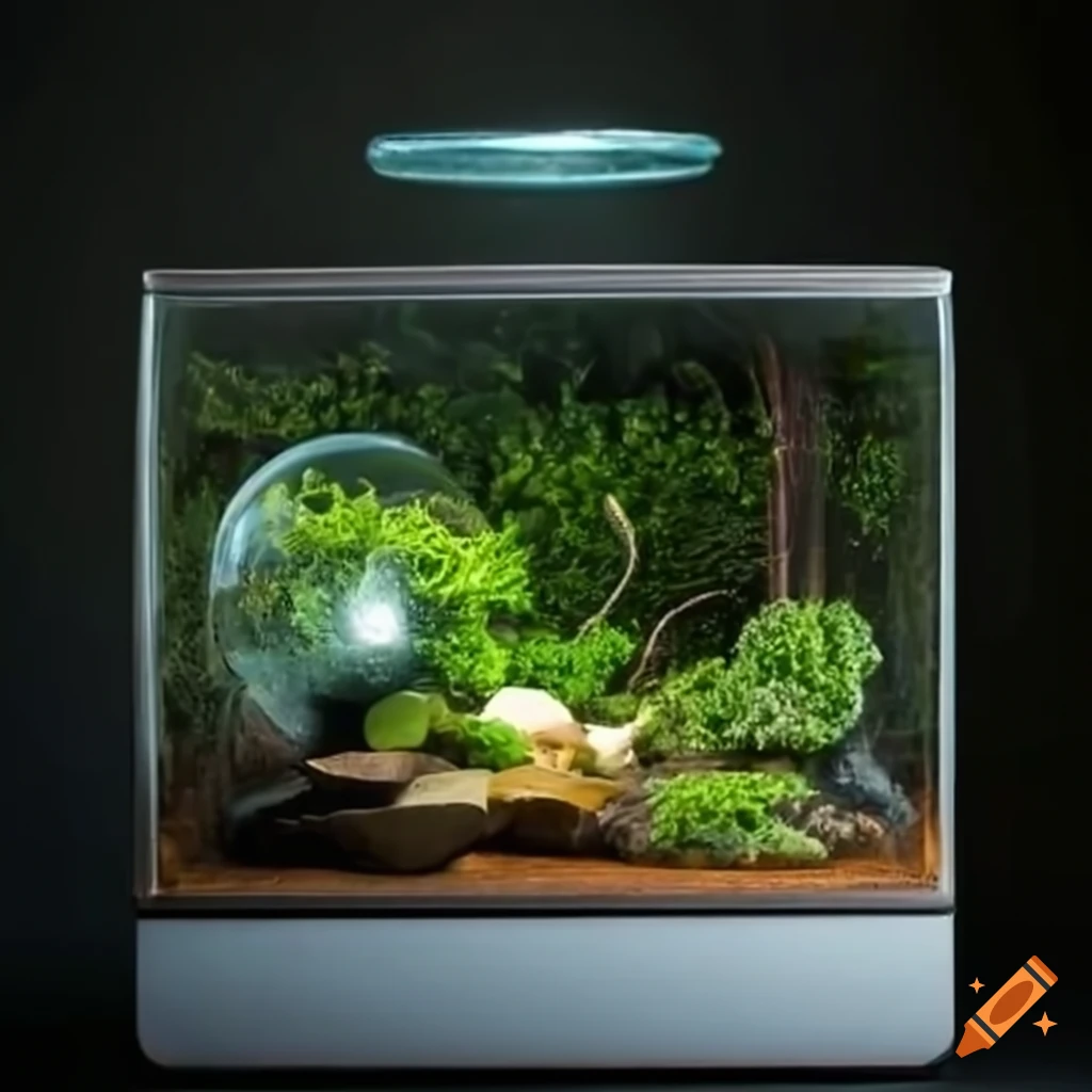 Hyper realistic photorealistic detailed terrarium, lush moss with trinkets  on Craiyon