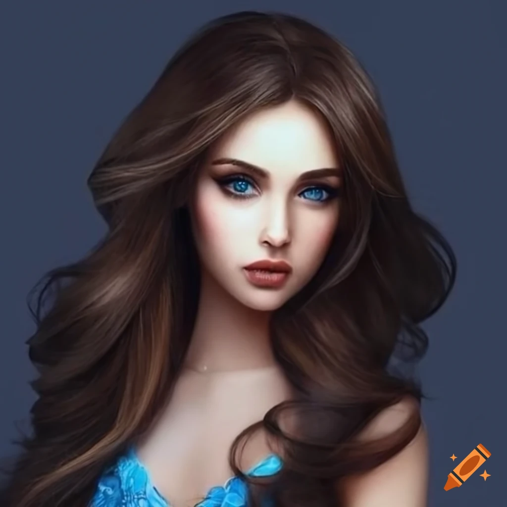 Woman with long dark brown hair and blue highlights wearing a pristine