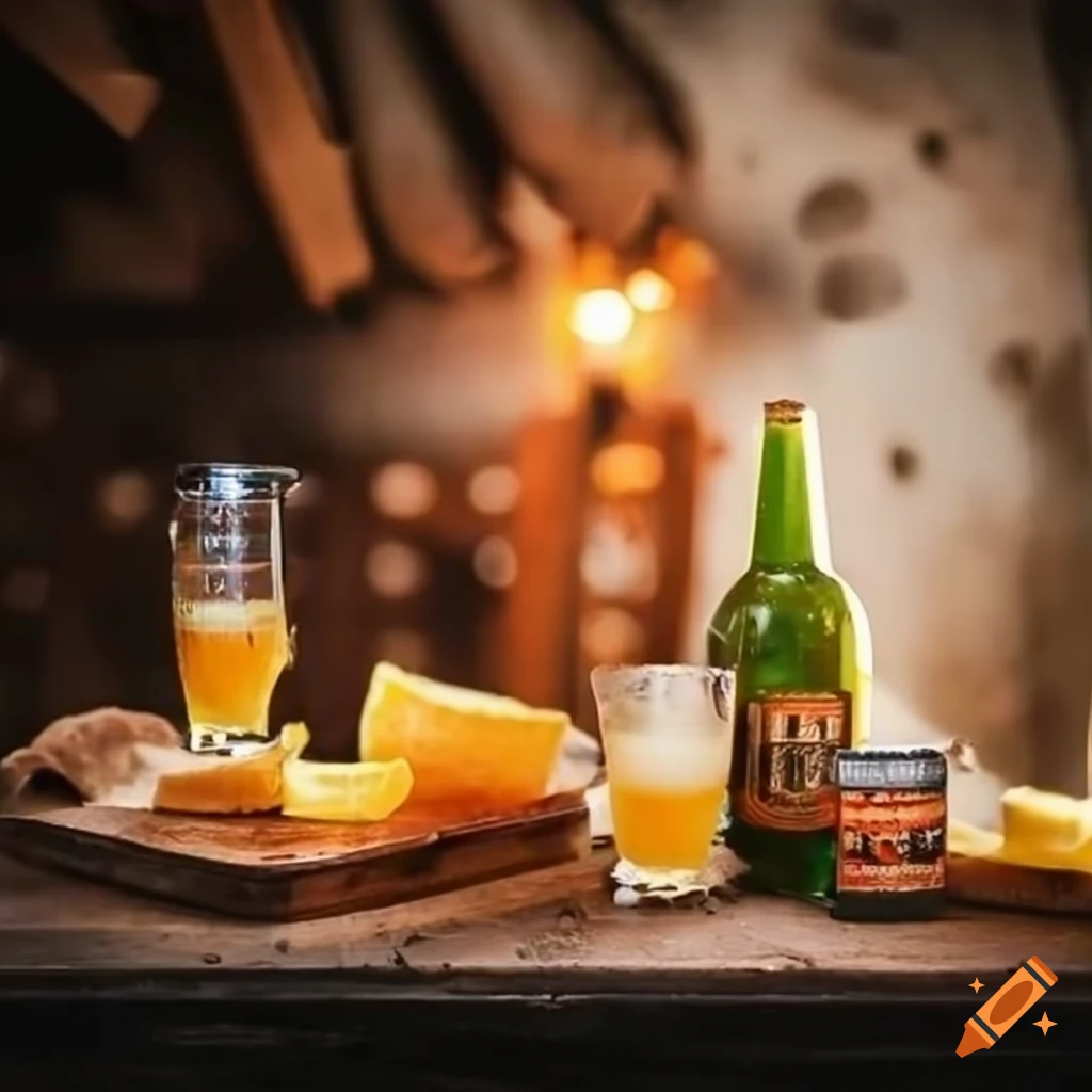 Bustling market with local craft beers and cocktails in a rustic village