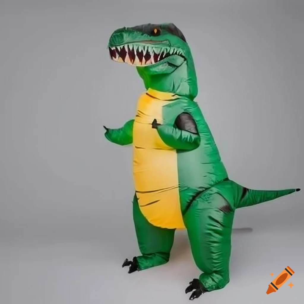 Dark green inflatable trex costume on Craiyon