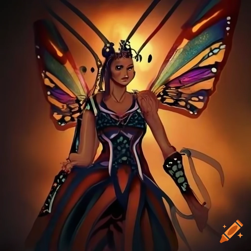 Butterfly warrior on Craiyon
