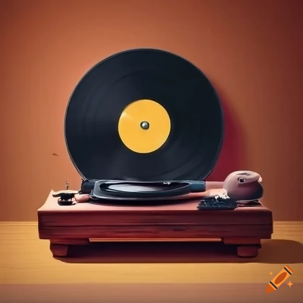 Cozy room with vinyl player and pasta painting