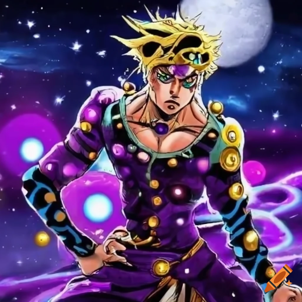 Character with a cosmic stand in the style of JoJo's Bizarre Adventure