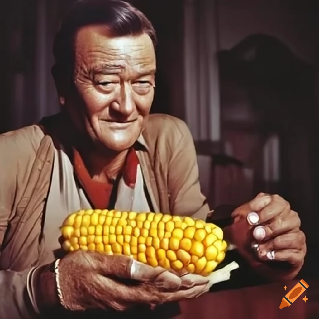 John wayne enjoying a moment with boiled corn on Craiyon