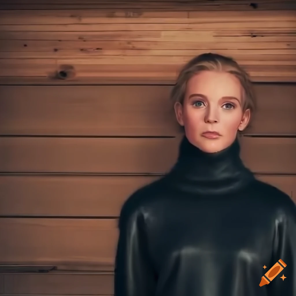 Two blond female twins in stylish outfits standing in doorway of a