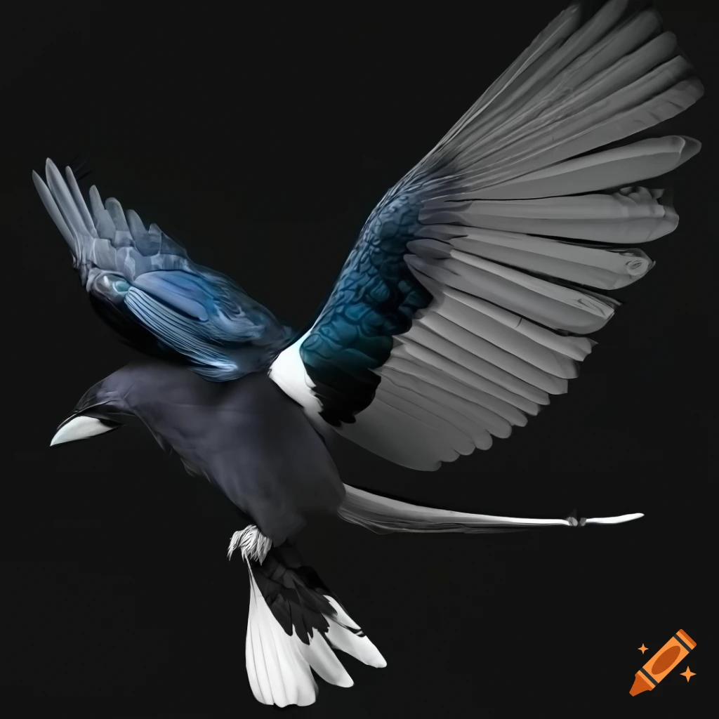 Maya 3D magpie in NFT style