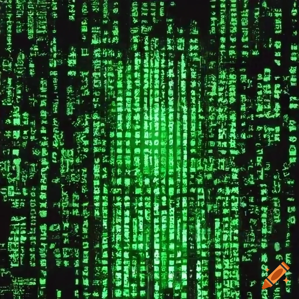 Green code from the matrix on Craiyon