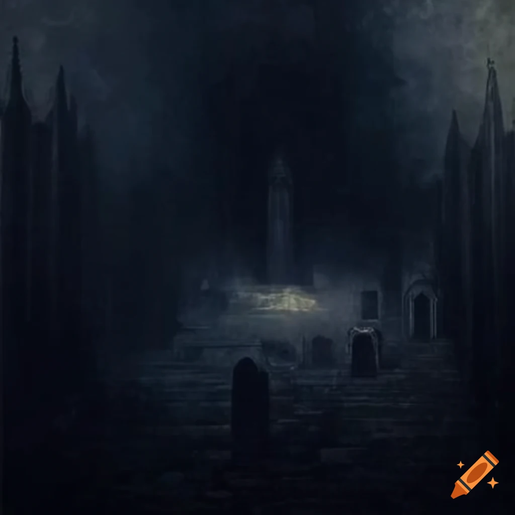 Gustave Doré's painting of black smoke inside a cathedral