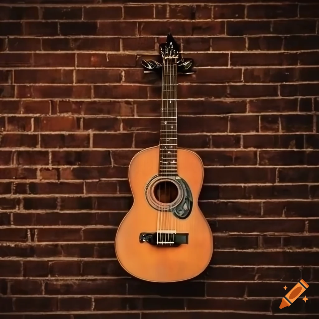 Colorful guitars hanging on a wall in high definition