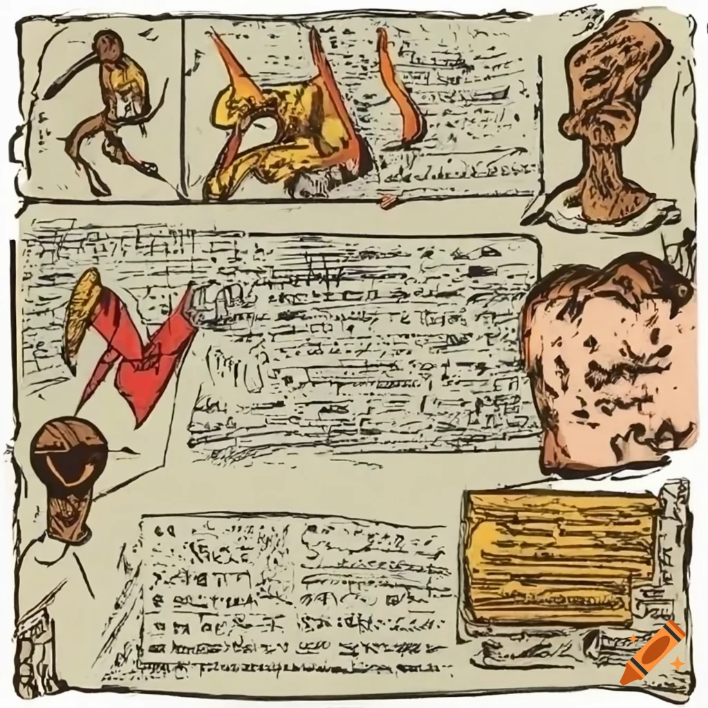 Ancient superhero comic book with hand-drawn texts and indicative ...