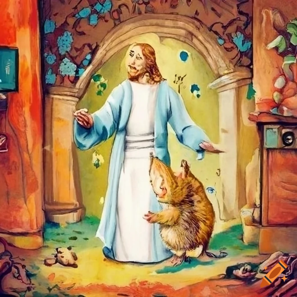 Illustration of Jesus in a storybook style