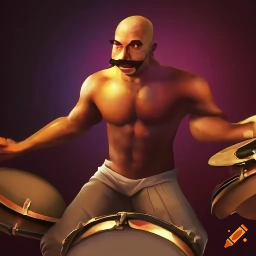 Drummer with goatee and mustache