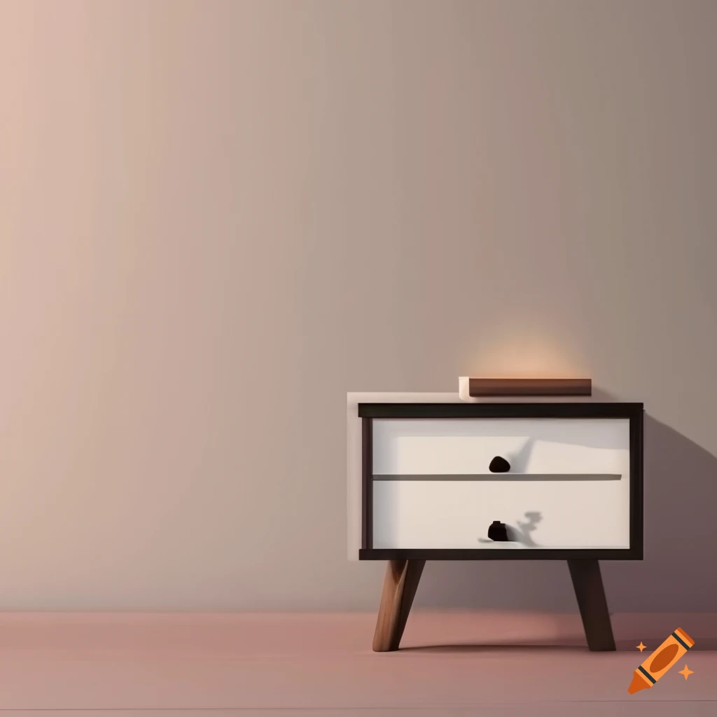 Neutral color wall backdrop with a window and nightstand on Craiyon