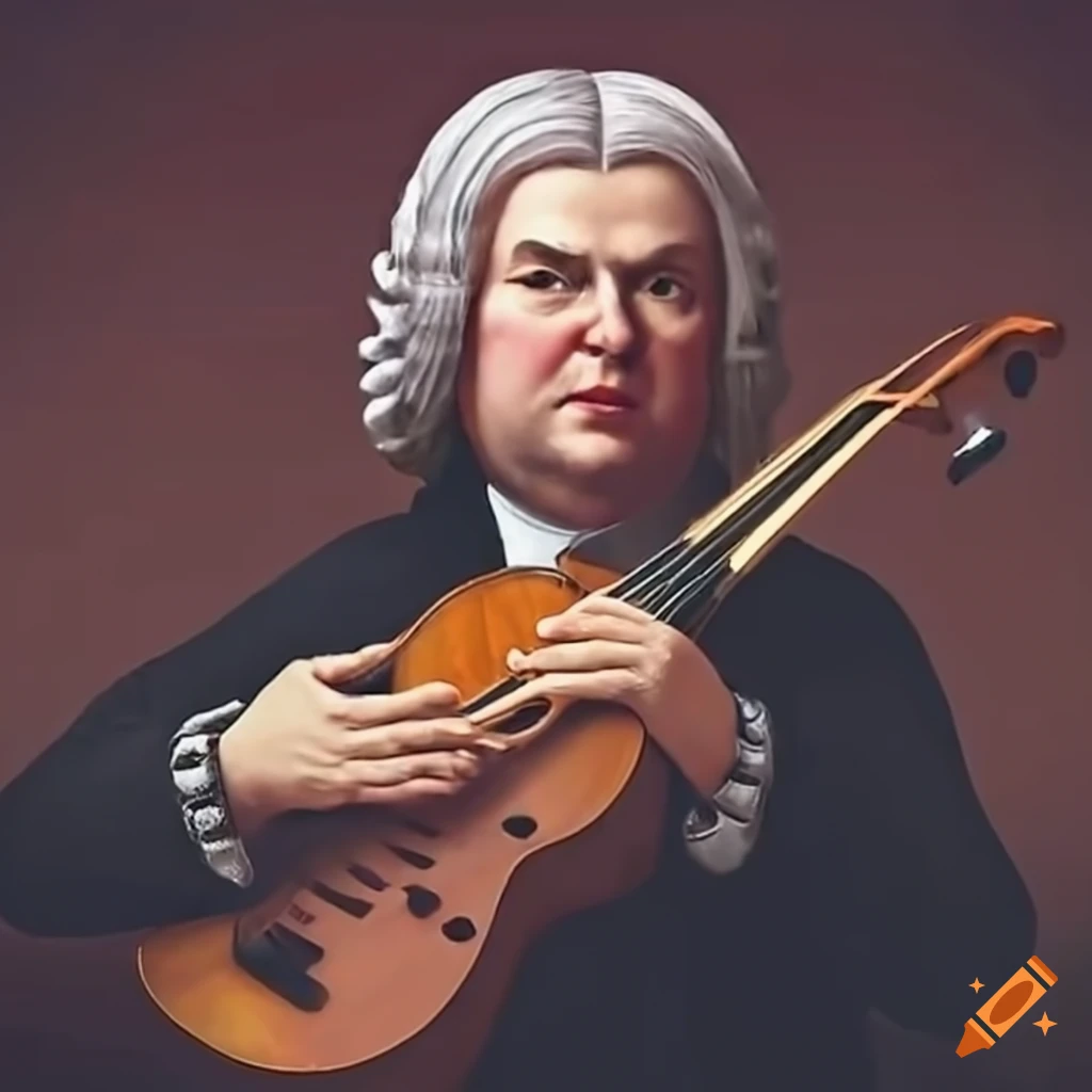 J.s.bach skillfully playing multiple instruments with emotion on Craiyon