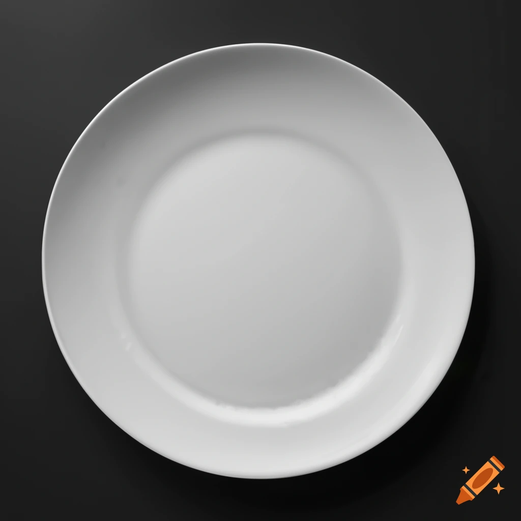 Empty white plate on transparent background on Craiyon