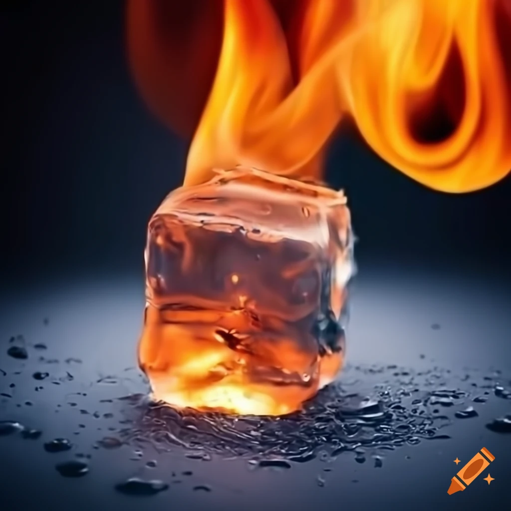 Burning ice cube in high definition photography on Craiyon