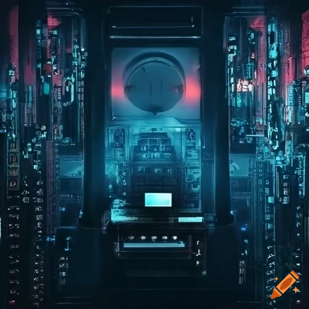 Surreal electronic circuits with a dystopian atmosphere and a keyboard