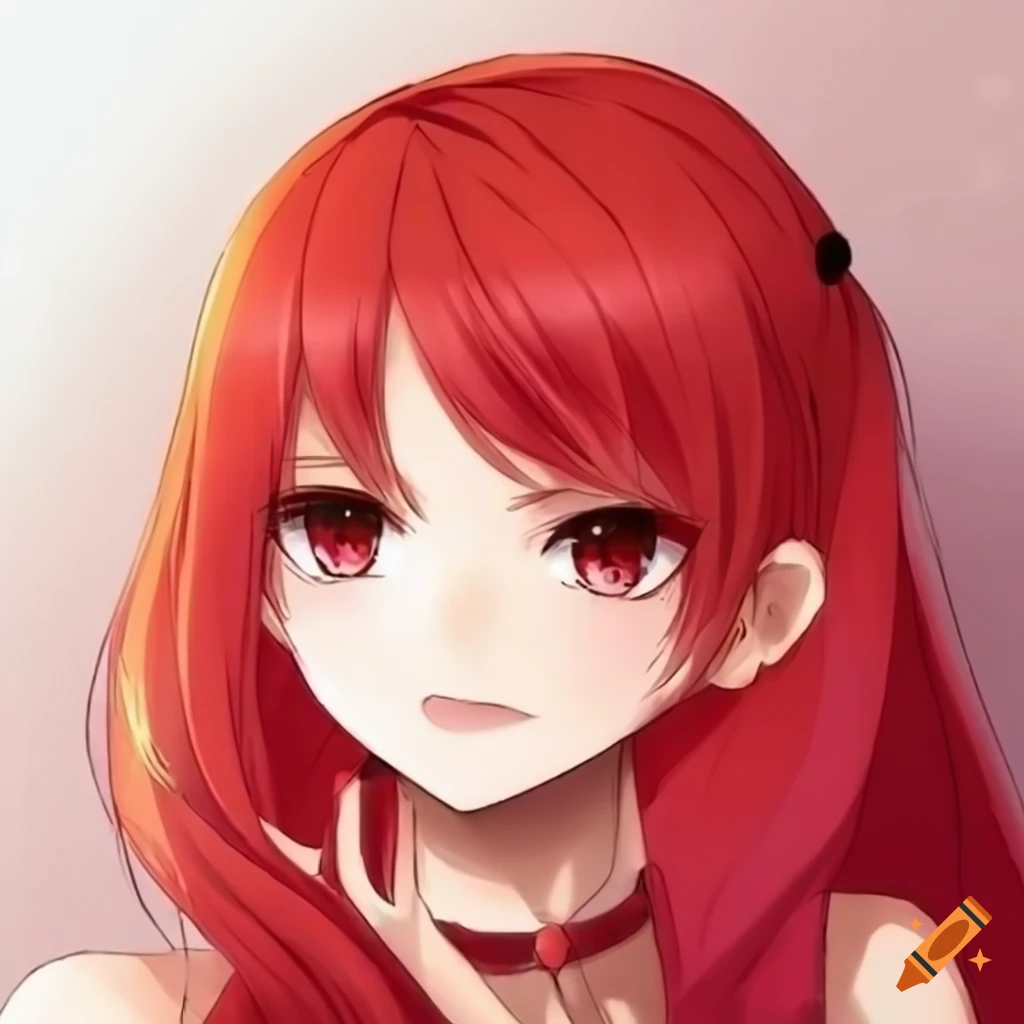 Anime girl with red hair on Craiyon