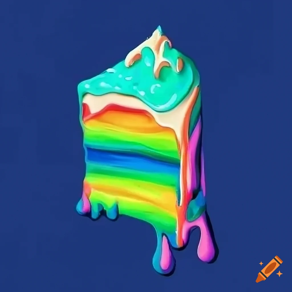 rainbow-slice-of-cake-with-melting-frosting-on-craiyon