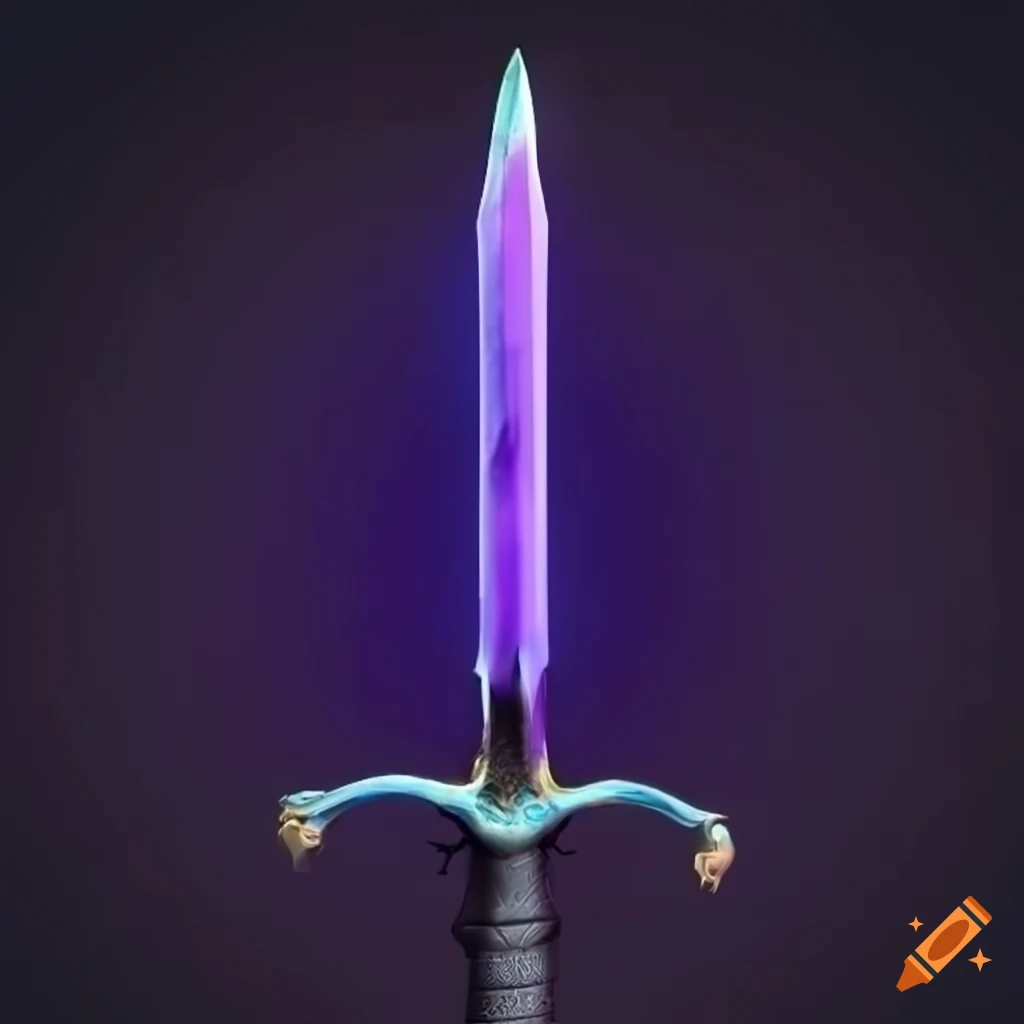Glowing sword with black hilt and purple blade