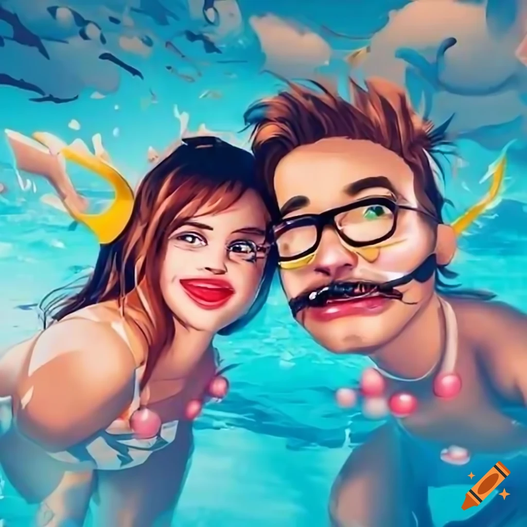 Two siblings celebrating birthday at a vibrant pool party