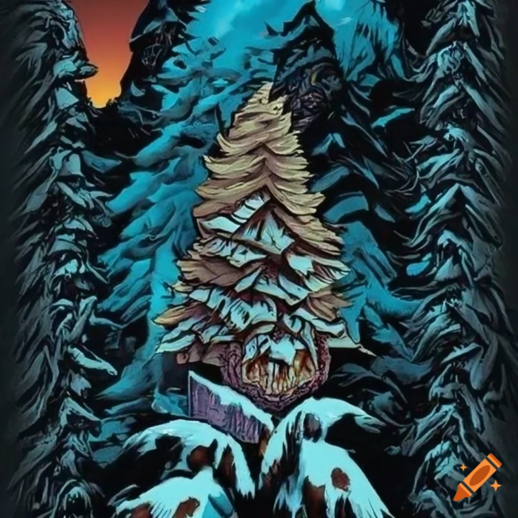 Vivacious Alpine Poster with cuckoo clock style and graphic novel vibes