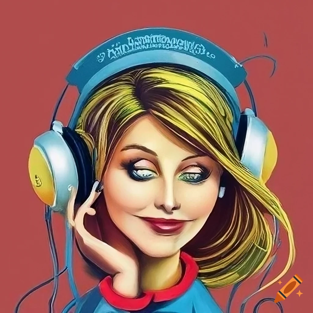 Colorful Illustration Of A Young Woman Listening To Music With colorful-illustration-of-a-young-woman-listening-to-music-with