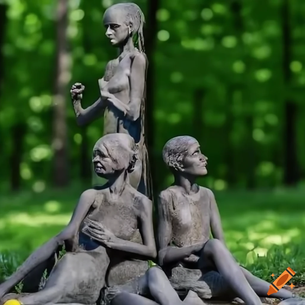 Monument depicting a famine-stricken mother sharing food with her three children