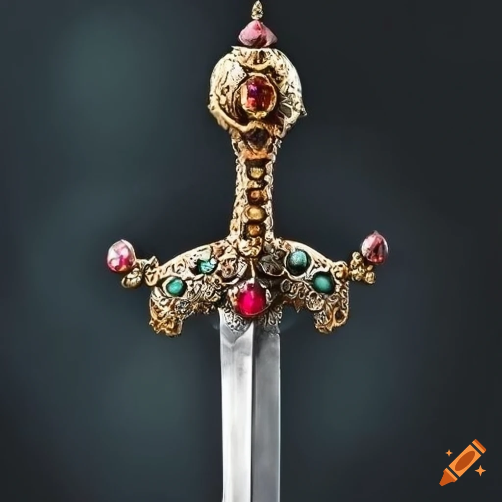 Ornate skull blade with jewel encrusted pommel on Craiyon