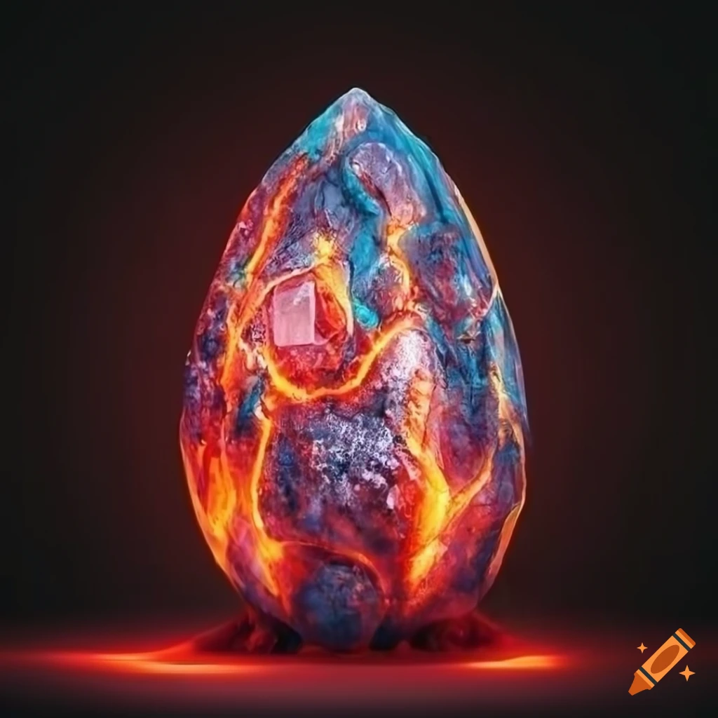 Crystal dragon egg on lava rock on Craiyon