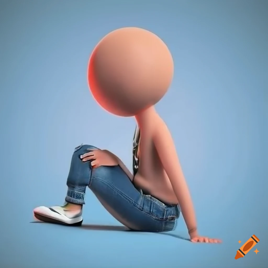 3D illustration of an animated character sitting on the Instagram logo