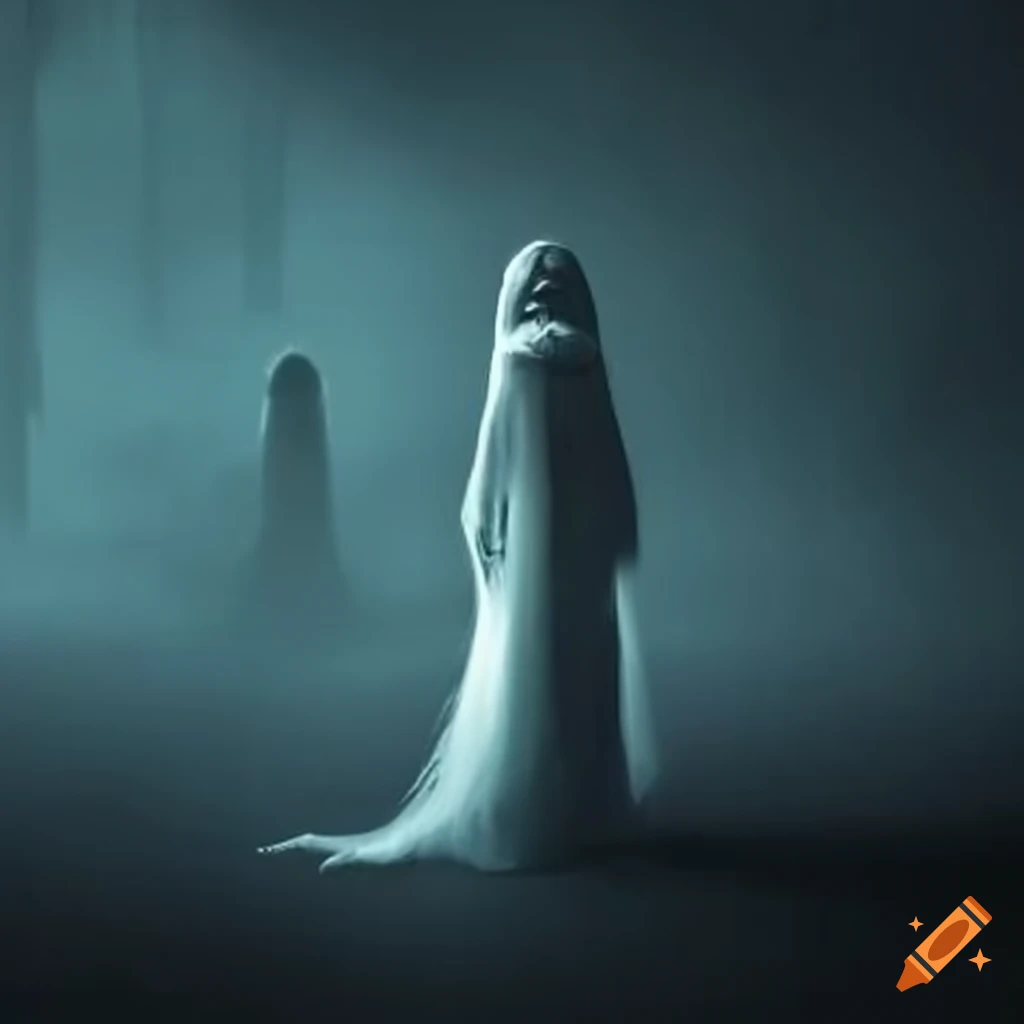 Ghostly apparitions in a misty setting