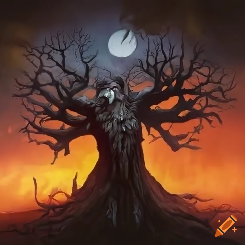 Tree-spirit fantasy design with sharp contrasts in 8k resolution