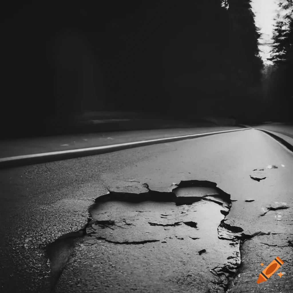 Road with a pothole