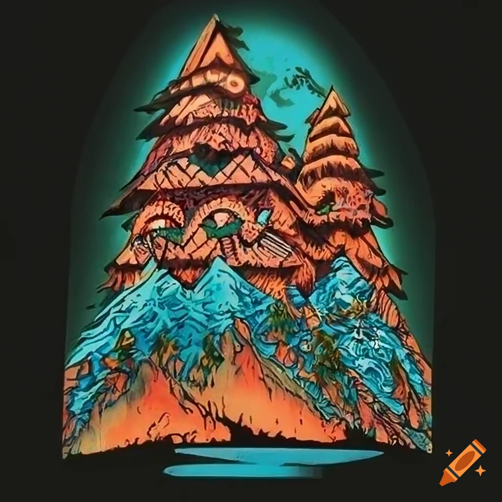 Vivacious Alpine Poster - Cuckoo clock style graphic novel with wood carving